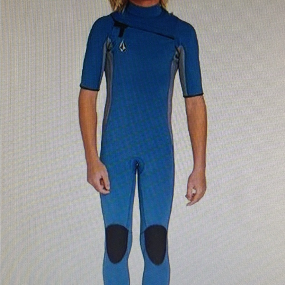 Volcom Blue full suit wetsuit chest zip s/s modulator boy girl youth kid 14 NEW